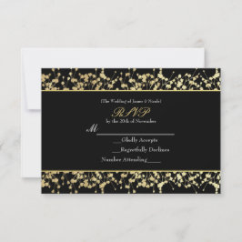 Svart & Guld Babys Breath Bröllop RSVP-kort OSA Kort