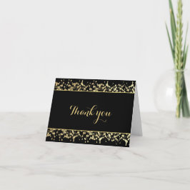 Svart & Guld Babys Breath Bröllop Tacksamhetskort Tack Kort