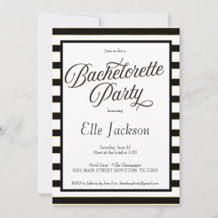 Svart + Guld Bachelorette Party-inbjudan Inbjudningar