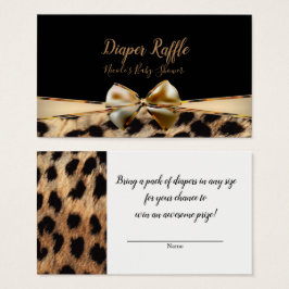 Svart Guld Båg Leopard Gepard Baby Shower Lotteri Visitkort