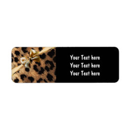 Svart & Guld Båg Leopard Gepard Glam Party Returadress Etikett