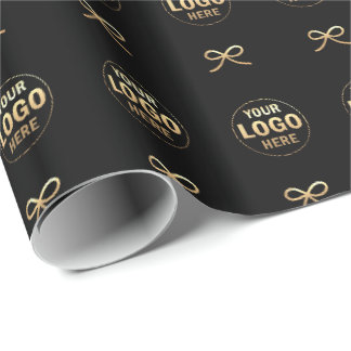 Svart Guld Båge Anpassad Logotyp Presentpapper