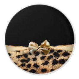 Svart & Guld Båge Leopard Gepard Djurtryck Knopp