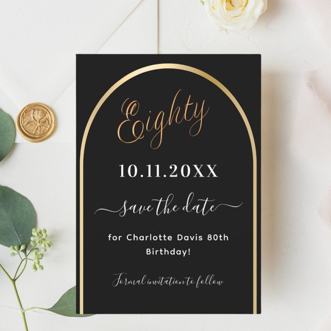 Svart guld-båge på 80 år spara datumet (Skapare uppladdad)