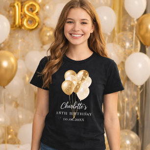 Svart guld-ballonger från födelsedagen t shirt
