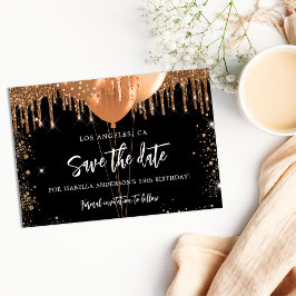 Svart guld-ballonger glitter-droppar spara datumet