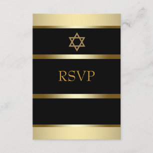 Svart Guld Bar Mitzvah RSVP OSA Kort