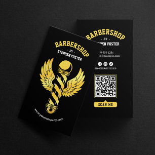 Svart Guld Barbershop Barber Stång Barberare Visitkort