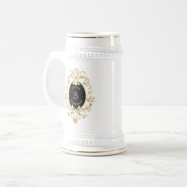 Svart Guld Barock Bröllopsölkopp Sejdel (Framsida vänster)