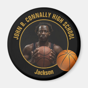 Svart Guld Basketspelare Foto Magnet