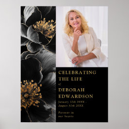 Svart Guld Begravningsfirande Livsfoto Skylt