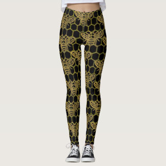 Svart Guld Bin CBDOilPrinsessa Leggings