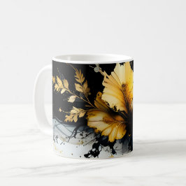 Svart guld-blommarmor kaffemugg