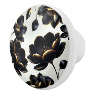 Svart & Guld Blommig Beige Elegant Mörk Dyster Knopp
