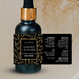 Svart & Guld Blommigt 1 OZ Kosmetisk Flaska-etiket Adressetikett