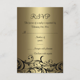 Svart/Guld Blommigt Swirl Sweet16 OSA kort