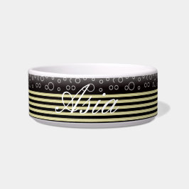 Svart Guld Bobles & Rand Medium Pet Bowl