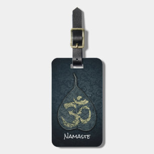 Svart & Guld Bodhi Löv OM-symbolen YOGA-instruktör Bagagebricka