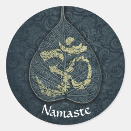 Svart & Guld Bodhi Löv OM-symbolen YOGA-instruktör Runt Klistermärke