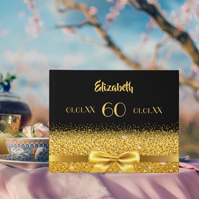 Svart guld-bög på 60-årsdagen gästböcker (Skapare uppladdad)
