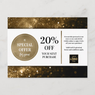 Svart Guld Bokeh Glitter kupongrabatt Vykort
