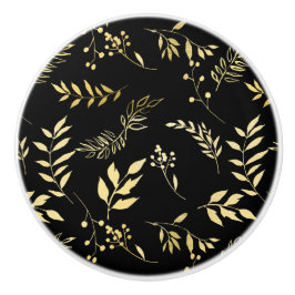 Svart & Guld Botanisk Glamour Glam Chic Lövverk Knopp