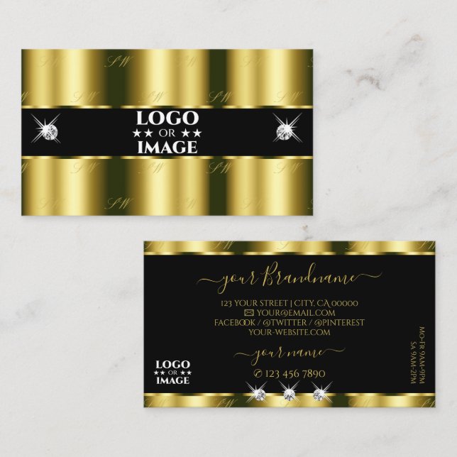 Svart Guld-brickor med Logotyp Visitkort (Fram/baksida)