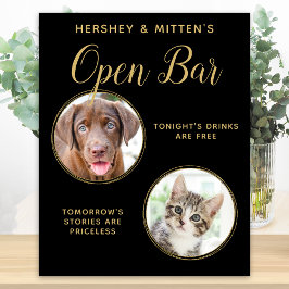 Svart Guld Bröllop Husdjur Öppen Bar Anpassad 2 Fo Poster