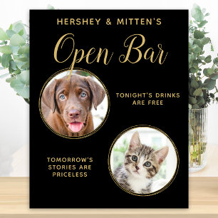 Svart Guld Bröllop Husdjur Öppen Bar Anpassad 2 Fo Poster