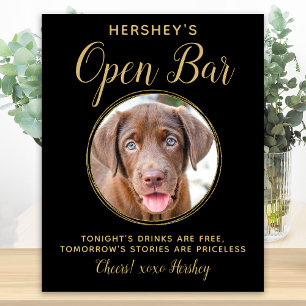 Svart Guld Bröllop Öppen Bar Anpassad Husdjur Hund Poster