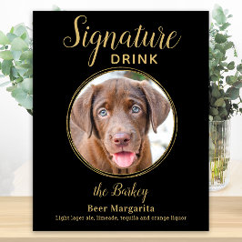 Svart Guld Bröllop Skräddarsydd Husdjur Hund Signa Poster