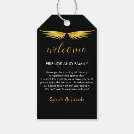 Svart Guld Bröllops Hälsning Presentetikett