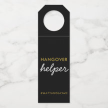 Svart Guld Bröllops Hangover Helper Märke med Hash
