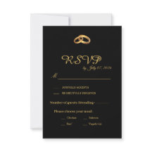 Svart Guld Bröllops RSVP-kort