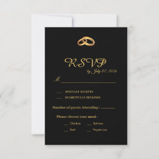 Svart Guld Bröllops RSVP-kort OSA Kort