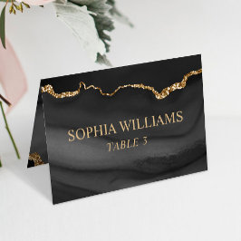 Svart & Guld Bröllopsbordskort Bordsnummer