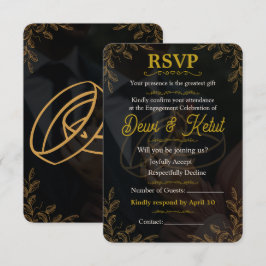 Svart Guld Bröllopsinbjudan RSVP-kort OSA Kort