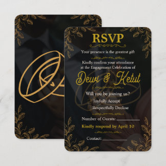 Svart Guld Bröllopsinbjudan RSVP-kort OSA Kort
