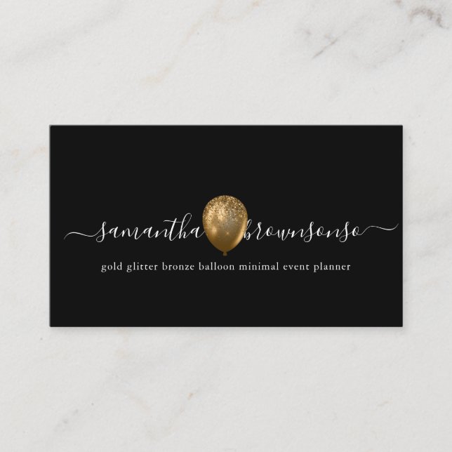Svart Guld brons ballong minimal planerare Visitkort (Framsida)