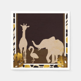 Svart Guld Brun Zoo Djur Safari Tryck Fest Pappersservett