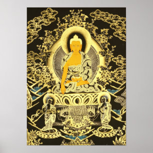 Svart-Guld- Buddha Poster