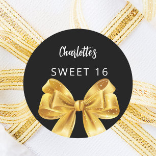 Svart guld-busksvett 16 runt klistermärke