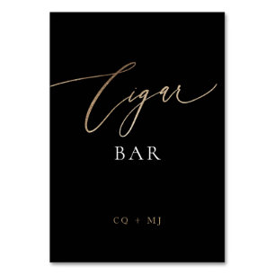 Svart Guld-calligrafi Bröllop Cigar Pub-tecken Bordsnummer