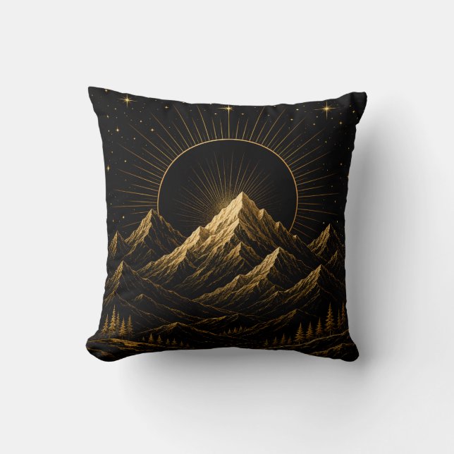 Svart Guld Celestial Berg Kastkudde Kudde (Framsida)