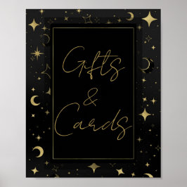 Svart & Guld Celestial Moon Stars Bröllop Poster