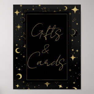 Svart & Guld Celestial Moon Stars Bröllop Poster