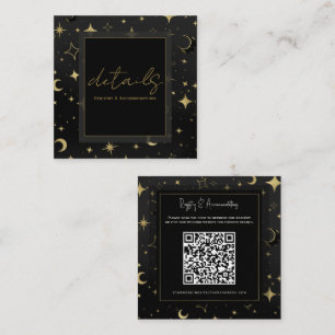 Svart & Guld Celestiala Månstjärnor Bröllopsdetalj Fyrkantigt Visitkort