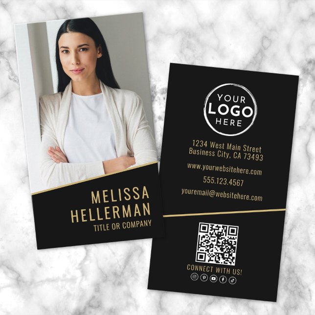 Svart Guld Chic Fastigheter Visitkort (Black Gold Chic Real Estate Business Card)