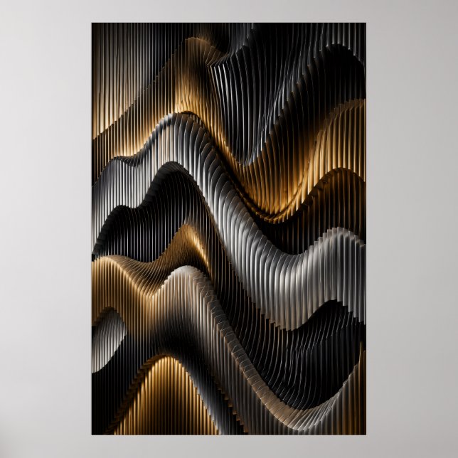 Svart Guld Chrome 3D Parametrisk Affisch (Framsidan)