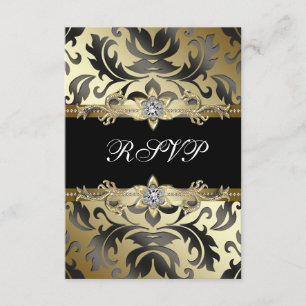 Svart Guld Damask Alla Tillfällen Party RSVP OSA Kort